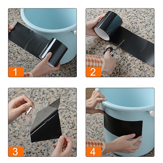 HARFINGTON Waterproof Patch Seal Tape 12" x5' Leak Repair Tape for Plastic Bucket/Basin Hoses Duct Pipes, Black