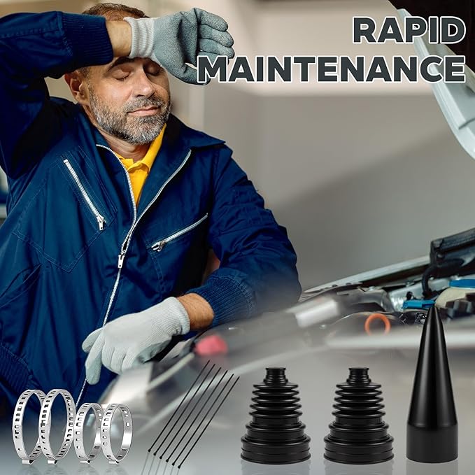2PCS CV Boot Repair Kit with Stainless Steel Clamps & Expander Tool – Silicone CV Axle Boot Repair Kit for Joint Dustproof & Waterproof, Universal CV Joint Boot Fits Most Cars