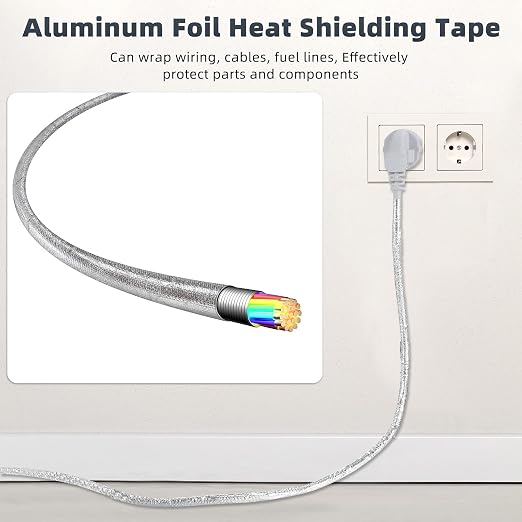 Zonon 2 Rolls Aluminum Foil Tape Heat Shield Tape Barrier Adhesive Reflective Fiberglass Thermal Insulation Reflective Material High Temp Protection(Silver,2 Inch X 32.8 ft)