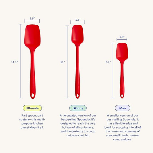 GIR: Get It Right Premium Seamless Spoonula - Non-Stick Heat Resistant Silicone Scraper Spatula - Perfect for Mixing, Serving, Scraping, Stirring, and More - Ultimate - 11 IN, Red