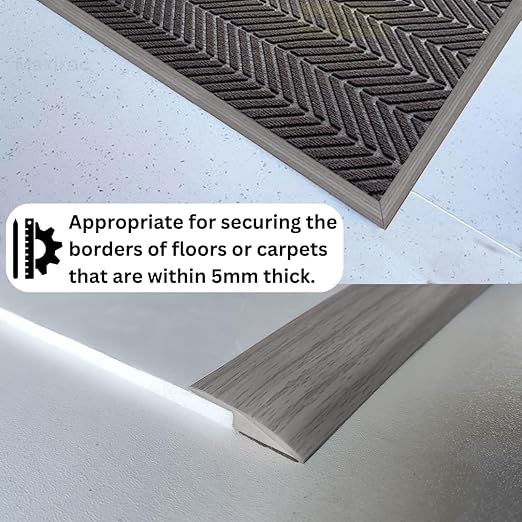 Maxiroc Floor Transition Strip Self Adhesive Carpet Wood Tile Vinyl Flooring Laminate Transition Cover Edge Trim Gap Doorway Threshold for Uneven Floors Heights Within 5 mm (120 inches, Gray Forest)