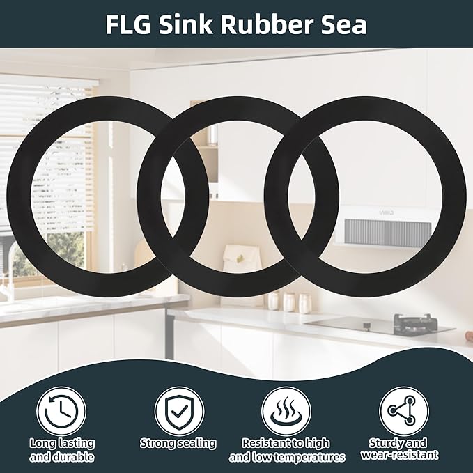 FLG-Seal Sink Seal Gasket Putty-Free Rubber Sink Seal Accessory,Garbage Disposal for Kitchen Sink Drain
