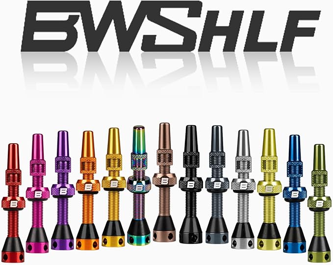 BWSHLF Tubeless Presta Valve Stem 40/44/55/60/65/70/80/100 mm, Super Light Alloy Presta Valve Stem Kit with Valve Core Remover Tool and Valve Stem Caps - Multiple Color and Size Options(Pair)