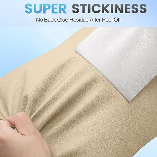 Leather Repair Patch Tape Kit, 17" x 79" Self Adhesive Leather Repair Patch for Furniture, Vinyl Leather Repair Kit for Car Seat, Chairs, Couch, Sofa, Boat Light Beige