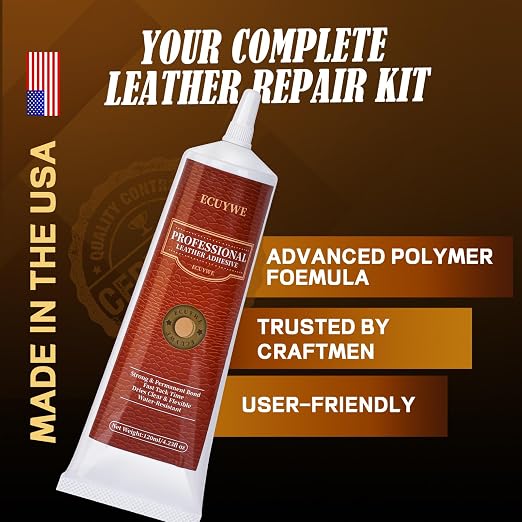 Leather Glue, 4.32oz Flexible Clear Adhesive for Leather Repair, Shoe Glue for Boots, Bags, Furniture, Waterproof & Strong Bond, Non-Yellowing,