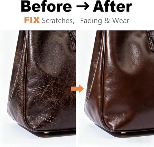 Dark Brown Leather Repair Kit, Dark Brown Leather Recoloring Balm, Leather Dye - Restore & Renew Scratch, Faded and Aged Leather & Vinyl Couches, Boots, Car Seats or Leather Furniture