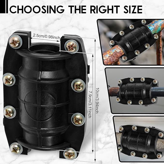 3Pcs Pipe Repair Clamp, Emergency Pipe Repair Kit for Plastic and Metal Pipes, Anti-Impact Water Pipe Leak Repair Clamp, Sturdy Emergency Pipe Repair Kit (25mm)