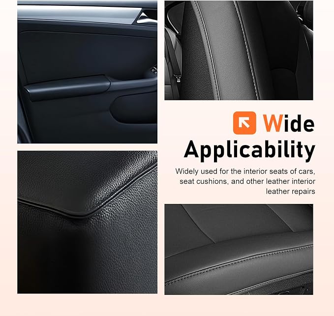 2 PCS Leather Repair Patch, 8 × 4 Inch Self-Adhesive Car Seat Repair Tape, Waterproof Leather Repair Kit, Universal for Car Seats, Couch, Sofas, Handbags, Jackets, Furniture (Black)