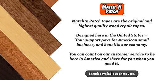 MATCH 'N PATCH Project+ Wood Grain Repair Tape - Honey Maple, 4.5 in x 30 ft (1-Pack) – Wood Grain Colored Duct Tape for Mirror Frame, Trim, Borders, Floor and Other Furniture, Scratch Repair Kit