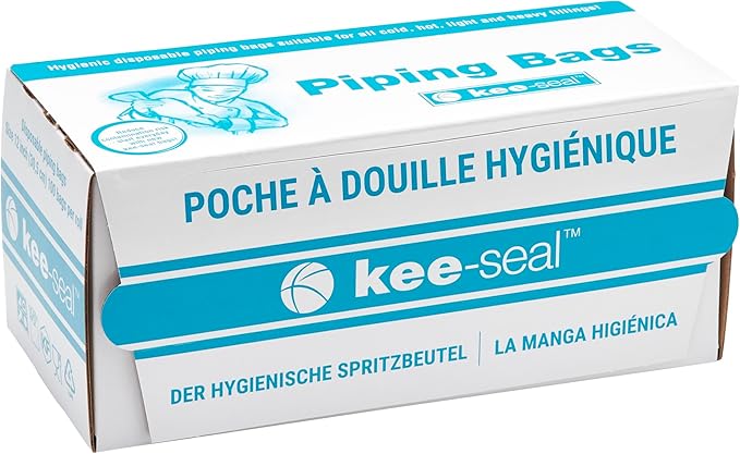 KEE-SEAL Disposable Pastry Bags, Piping Bag with Grip Tight Outer Surface, Smooth-Flow Interior, Easy Tear Perforation, Convenient Dispenser Box, 12-Inch, Clear