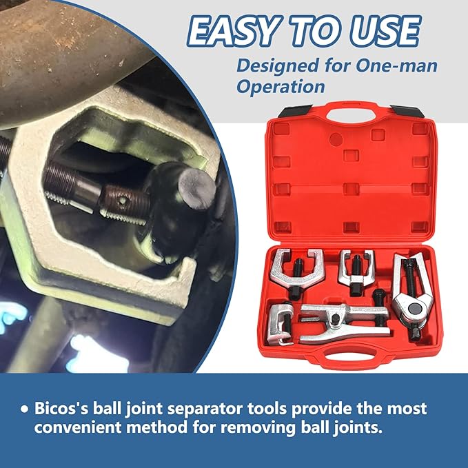 5-in-1 Ball Joint Separator Pitman Arm Puller Tie Rod End Tool Set for Front End Service Tie Rod Removal Tool Splitter Removal Kit