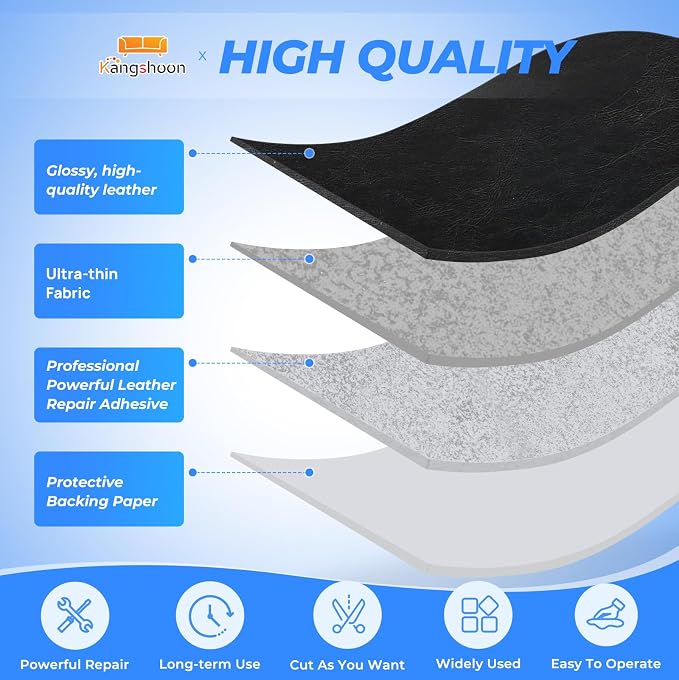 Leather Repair Patches, 3.5X79 Inch Self-Adhesive Leather Repair Tape, Stretch Vinyl Repair Kit for Couch Furniture Sofas Car Seats (Black, 3.5X79 Inch)