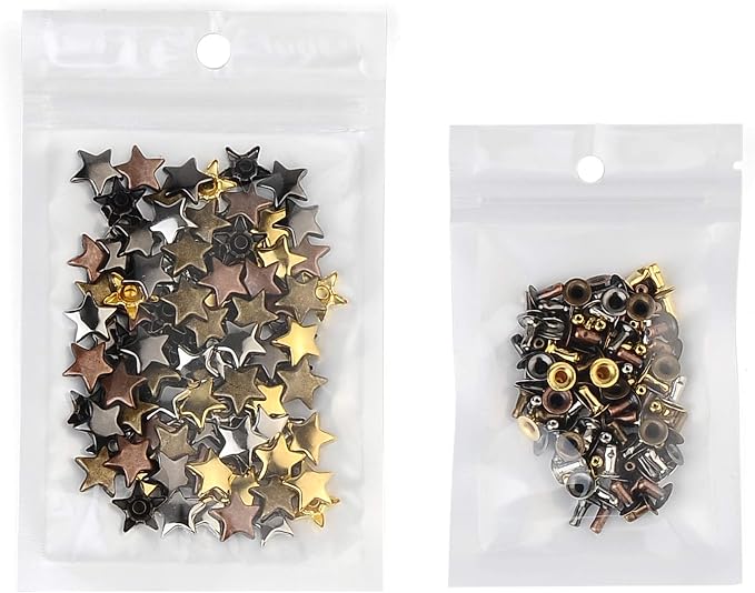 100 Sets 12MM Mixed Color Star Rivets for Leather Star Rivet Studs Kit Garment Rivets Leather Rivets Studs and Spikes for Leather Craft Clothing Bags Belts Dog Collar Shoes DIY Rivets 15/32 Inch