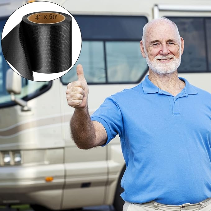 Frienda RV Underbelly Tape RV Underbelly Material Corrugated Waterproof Flex Mend Repair Belly Tape Thick Adhesive Patch Fabric Sealing for Camper Mobile Home Travel Trailer Repair(6 Inch x 82 Feet)