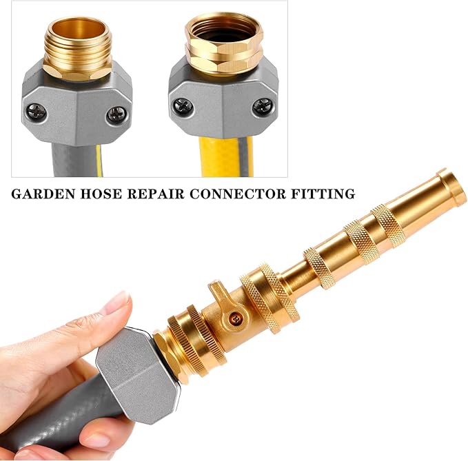 Garden Hose Repair Kits, 3 Sets Aluminum Alloy Water Hose Connector, Fit 3/4" and 5/8" Garden Hose, Male and Female Hose End Repair Fittings Replacement, Hose Mender Kit