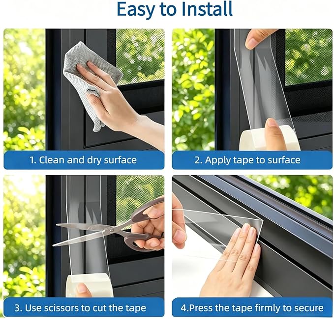 Litaibai Heavy Duty Transparent Window Sealing Tape, 2" x 33ft 20 Mil Air Conditioner Window Seal, No Residue Summer Insulation, Blocks Pollen & Dust, Prevents Cold Air Leakage, Door & Window Seal Kit