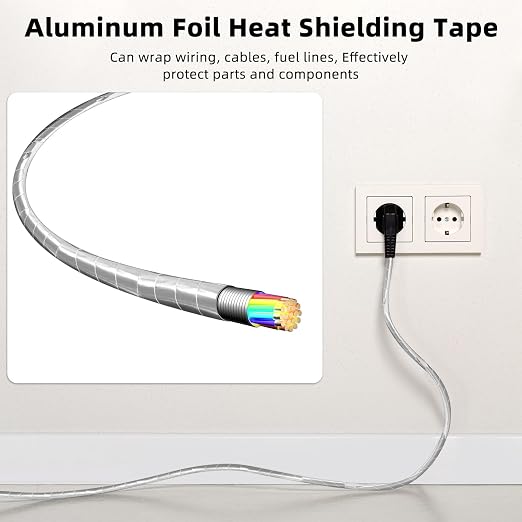 Zonon 2 Rolls Aluminum Foil Tape Heat Shield Tape Barrier Adhesive Reflective Fiberglass Thermal Insulation Reflective Material High Temp Protection(Silver,4 Inch X 16.4 ft)