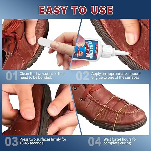 Shoe Glue 30g, Instant Glue Sole Repair Heavy Duty, Quick Dry & Strong Adhesive Repair with Anti-Clog Cap, Shoe Adhesive for Rubber Soles, Boot, Sneaker, Sandals, Leather, Handbags and More