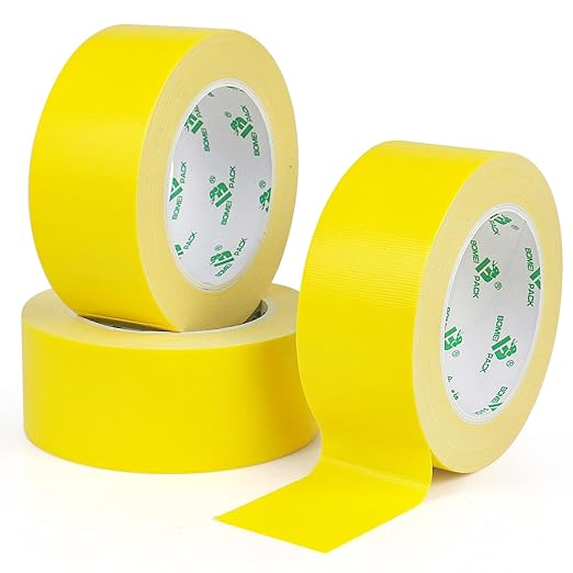 BOMEI PACK Light Yellow Duct Tape, 3Rolls Heavy Duty Strong Industrial Color Duct Tape 9.0mil x 1.88inch x 30yds for Packing and Repairing