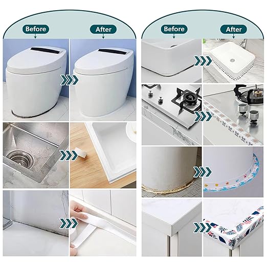 Self Adhesive Sealing Tape, Bathroom Waterproof Sealing Strip, Traditional Sealant Substitute, Suitable for Kitchen, Bathtub, Bathroom, Wall Corner, Decoration and Renovation (B, 1.5" x 10Ft)