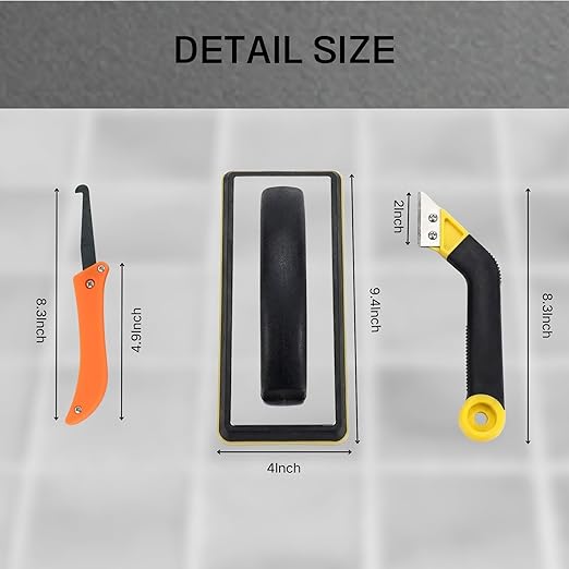 Grout Float and Grout Removal Tool Kit, Tile Grout Float with Non-Stick Rubber Pad, Grout Saw with 2 Blades, Hand Grout Removal Tool for Tile Cleaning and Repair