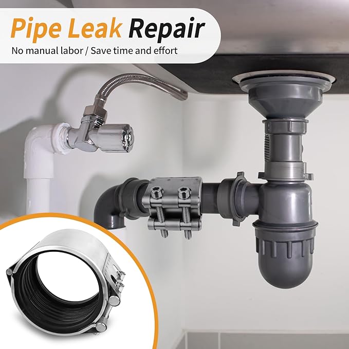 Pipe Repair Clamp Kit-3/4 Inch(26-29mm) High Pressure Resistant Pipe Coupling Clamp for Plastic&Metal Pipes, Emergency Duty Leak Sealer with Stainless Steel, Quick Fix for Water/Gas/Oil Lines