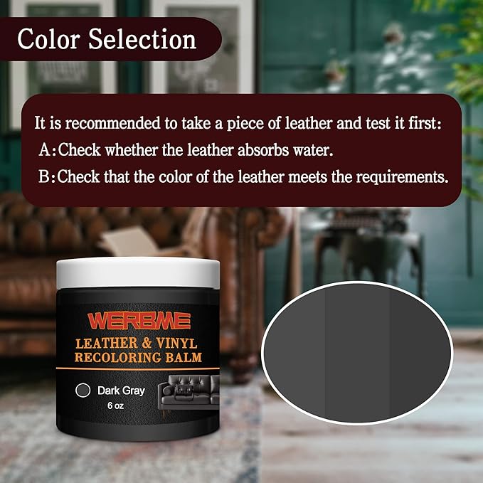 Leather Recoloring Balm & Mink Oil Leather Conditioner, Dark Gray | Restores faded leather, waterproof, scratch repair for couches, car seats, shoes & bags, Complete kit with mink oil & tools