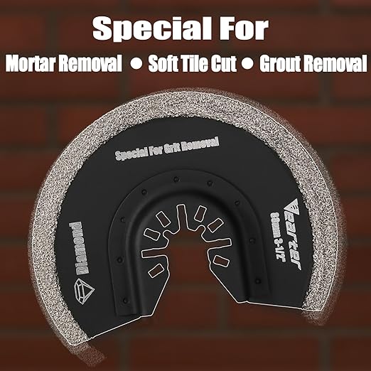 Diamond Oscillating Saw Blades 4PCS, 3-1/2'' Universal Multitool Blades for Grit Grout Removal, Quick Release Multi Tool Kit for Tile, Air Brick, Cement, Concrete, Masonry