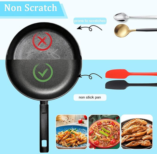 3 Pcs Long Handle Jar Spatulas Silicone Heat Resistant Jar Scraper Jam Spreader Rubber Spatula Non-Stick Small Spatulas for Baking and Cake Icing Kitchen Use, 3 Color