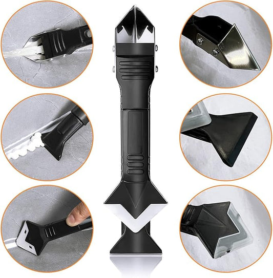 Silicone Caulking Tool, 3 in 1 Silicone Remover Multi Tool, Glazing Compound Finishing Tool, Caulk Remover Tool, for Bathroom,Kitchen,Floor,Window,Sink Joint,Frames Seal(3 sets)