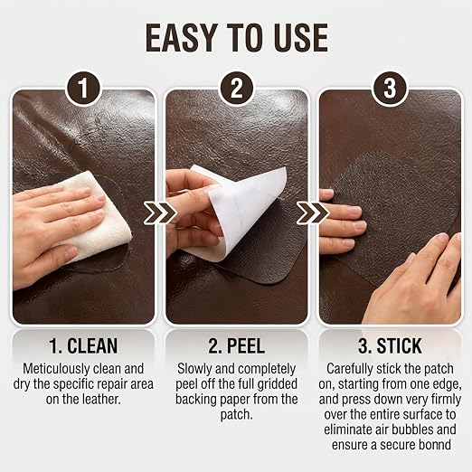 Cremsy Leather Repair Patch Tape, Self-Adhesive Leather Repair Patch Kit for Couch Sofa Car Boat Seats, Waterproof Vinyl Repair Patches, Cuttable Furniture Repair Tape for Chair Jacket (1, BLACK)