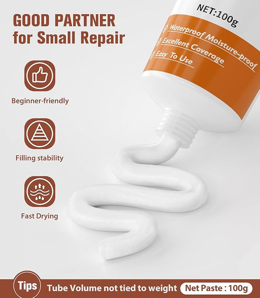Spackle Wall Repair Kit,Drywall Repair Patch Kit,Simple Small Wall Hole Filler&Efficient Crack Repair,3 Pack Wall Putty Paste,Plaster Ceiling Repair,Apartment Friendly