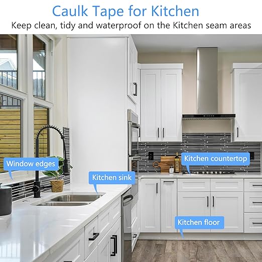 Black Caulk Tape Bath & Kitchen Caulking Tape Self Adhesive Waterproof, Toilet Sealant Tape, Bathtub Sealing Strip Tape for Bathroom Caulking Tape Shower Caulk Strip (1.5" x10.5Ft)