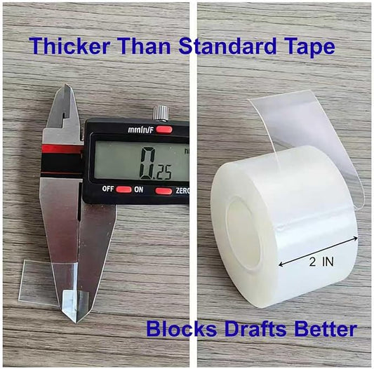 Transparent Window Weather Sealing Tape, 2 Inch x 33 FT No Residual Insulation Tape - Weather Stripping Draft Seal Tape for Doors, AC (25Mil*2IN*33FT)