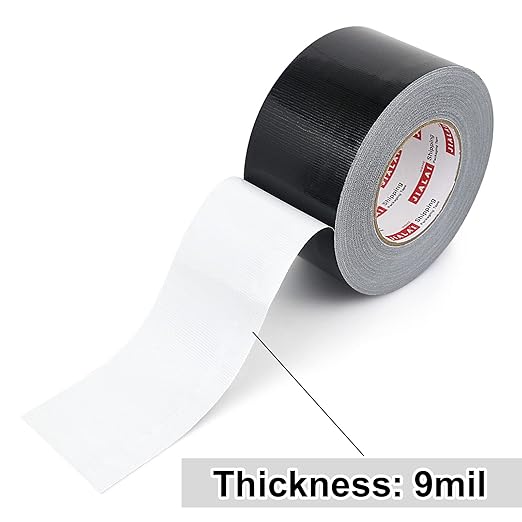 JIALAI HOME Black Duct Tape 3 Inch Wide, Industrial Grade 3 inches x 55 Yards (164 ft), 9 Mil Heavy-Duty, Waterproof, Strong, Flexible, No Residue, for Crafts & Home Improvement