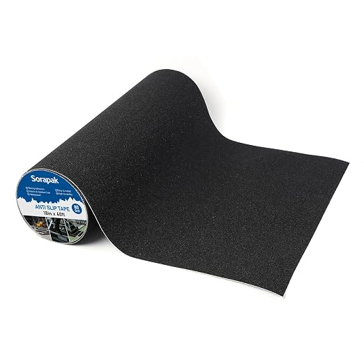 Extra Wide 18in x 40ft Black Anti Slip Tape, 80 Grit Waterproof Non Skid Grip Tape Roll for Ramps, Decks, Boat Decks, Warehouse Floors, Garages, Indoor & Outdoor Use