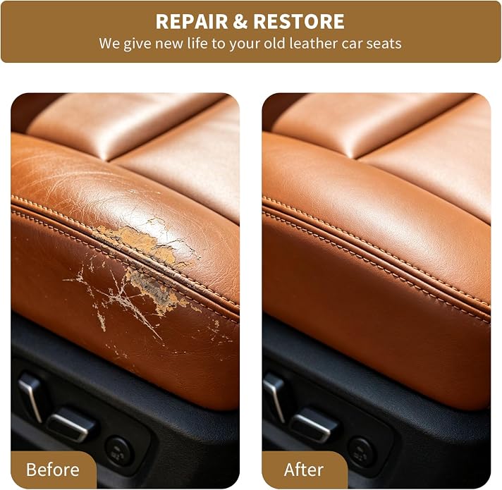 Leather Repair Kit for Furniture, Sofa, Jacket, Car Seats & Purse, 10 Color Vinyl Repair Kit with Easy Instructions to Match More Color, Restore Tears, Scratches on Genuine, Bonded Leather