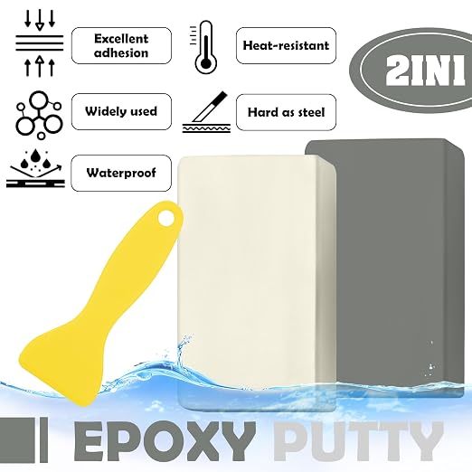Epoxy Putty - 10oz Fast Repair Multipurpose Clay, Strong Adhesion Metal Filler Putty for Fixing Leaks, Cracks, Filling - 2 Part Epoxy Sculpt Clay for Bonding Metal, Tile, Ceramics, Plastic (Grey)