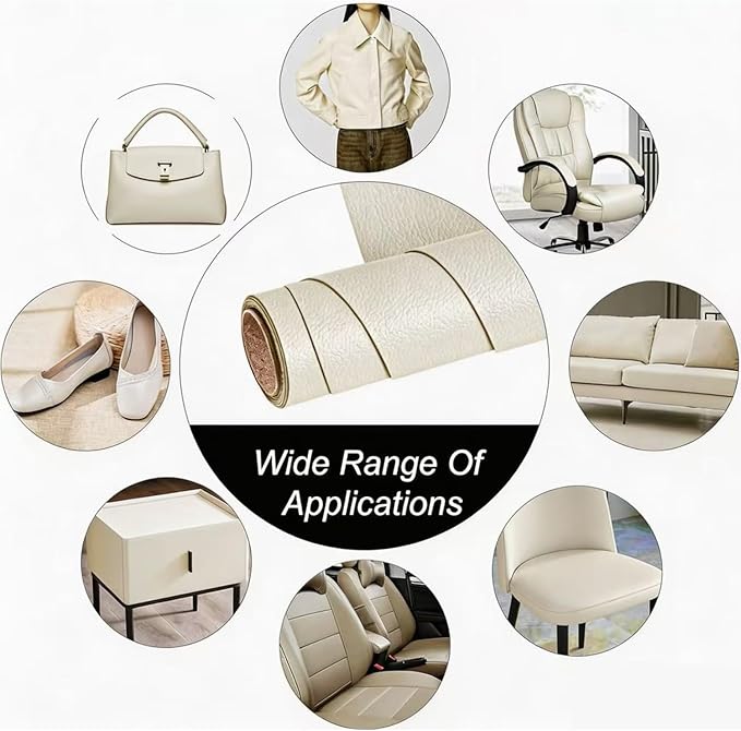 Hohylactic Leather Repair Patch 24x54 Inch, Self Adhesive Leather Repair Tape, Large Vinyl Repair Kit for Sofa Couch Furniture Car Seats, Strong Adhesion Waterproof Scratch Resistant Easy Cut (Beige)
