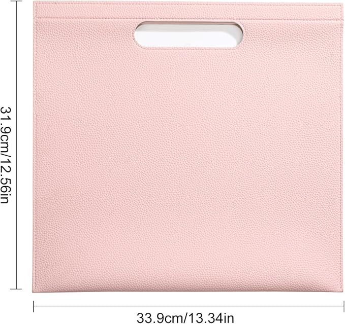 Premium PU Leather Waterproof Document Organizer - Spill-Resistant, Easy to Clean, Multi-Color Options, 13.34x12.56in, Ideal for Students & Professionals (Pink)