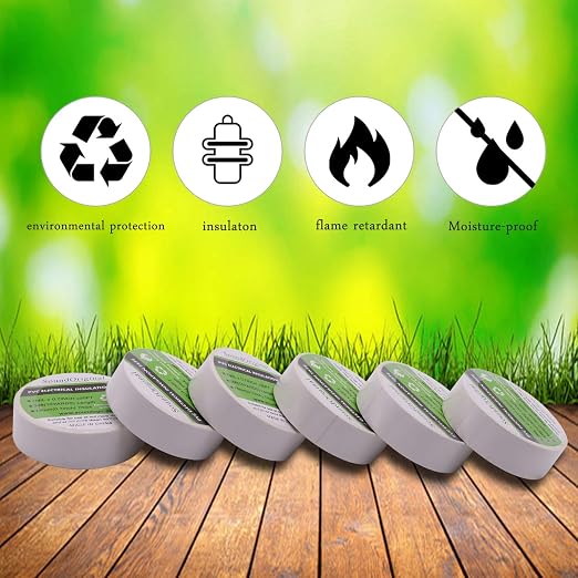 Electrical Tape White 6 Pack 3/4-Inch by 30 Feet, Voltage Level 600V Dustproof, Adhesive for General Home Vehicle Auto Car Power Circuit Wiring White