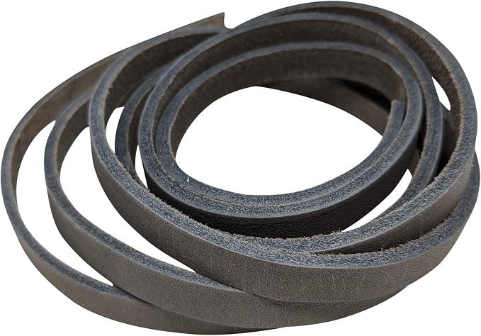 TOFL 3/8" Wide Flat Leather Cord – 72" (6 Feet) Long × 1/8" Thick (7-8oz) | Real Cowhide Leather Strips for Crafts | Smokey Gray