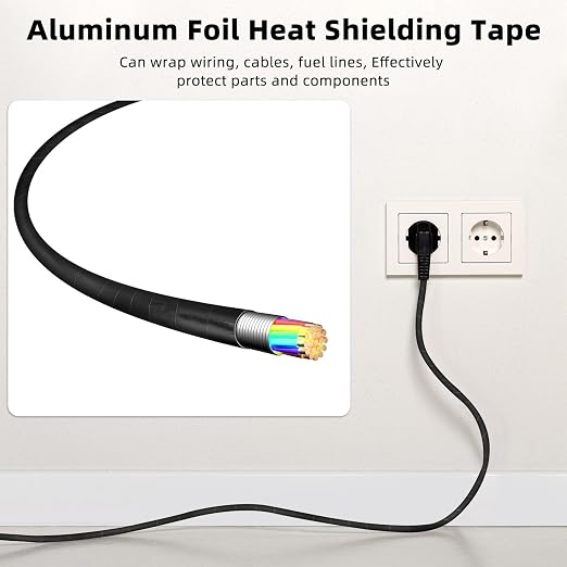 Zonon 2 Rolls Aluminum Foil Tape Heat Shield Tape Barrier Adhesive Reflective Fiberglass Thermal Insulation Reflective Material High Temp Protection(Black,2 Inch X 65.6 ft)