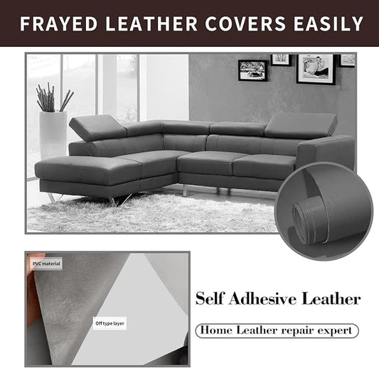 Lifeshoon Leather Repair Patch, Self Adhesive Leather Repair, Large Vinyl Patch Tape for Couches, Furniture, Car Seats, Cabinets, Wall, Handbags (Grey, 3.5X79 Inch)