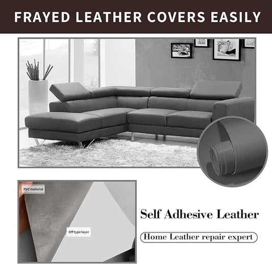 Leather Repair Patch, 35X79 Inch Self Adhesive Leather Repair, Large Vinyl Patch Tape for Couches, Furniture, Car Seats, Cabinets, Wall, Handbags (Grey, 35X79 Inch)