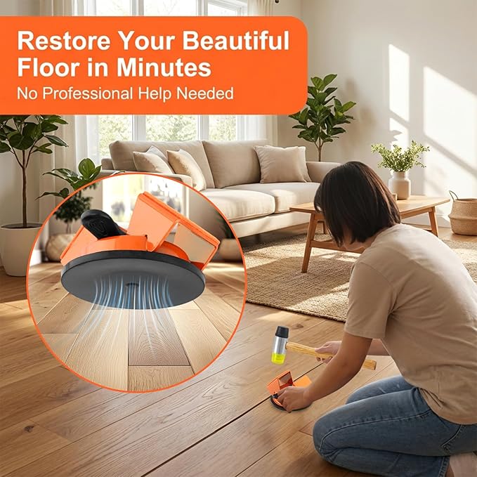Floor Gap Fixer Tool, Heavy Duty Floor Joint Repair Tool with Enhanced Suction Cup & 10 PCS Sticky Pads for Wood Floor, Laminate, Vinyl Plank, Hardwood