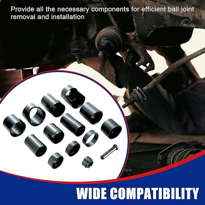 NYXOVA 14 Piece Master Ball Joint Service Adapter Set, Compatible for Ball Joint Replacement and Repair - 2WD and 4WD Cars, Trucks and SUVs