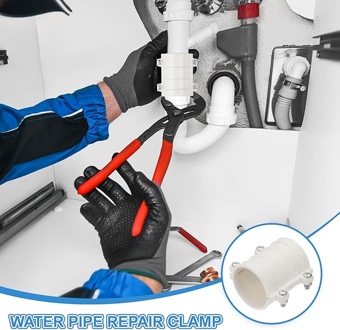 PATIKIL 4-5/16" Water Pipe Repair Clamp PVC Leak Sealer for OD 110mm PE/PPR/Pipes and Plumbing (Length 3.9 Inch), White
