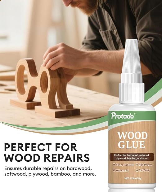 Wood Glue, 35g Heavy Duty Super Strong Clear Glue, Waterproof Heat Resistant Adhesive for Wood Bonding, Repair, Furniture, Plywood, MDF, Carpentry, DIY Kits