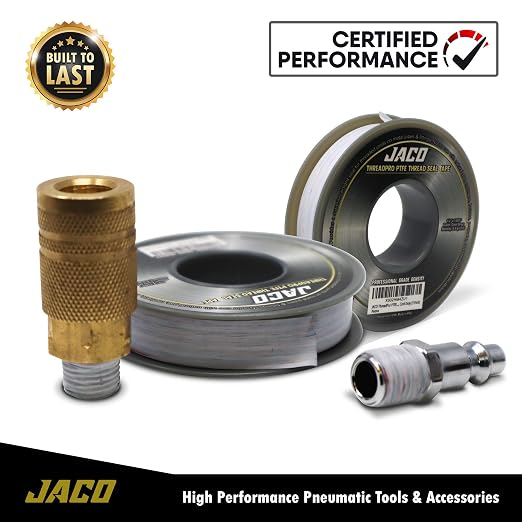 JACO ThreadPro High-Density Thread Seal Tape - 1/2" x 125 ft. (Mega Roll) | Professional PTFE Pipe Sealant | Plumbers Tape (2-Pack)